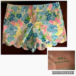 Lilly Pulitzer Floral Scalloped Women Shorts Size 6 EUC $45